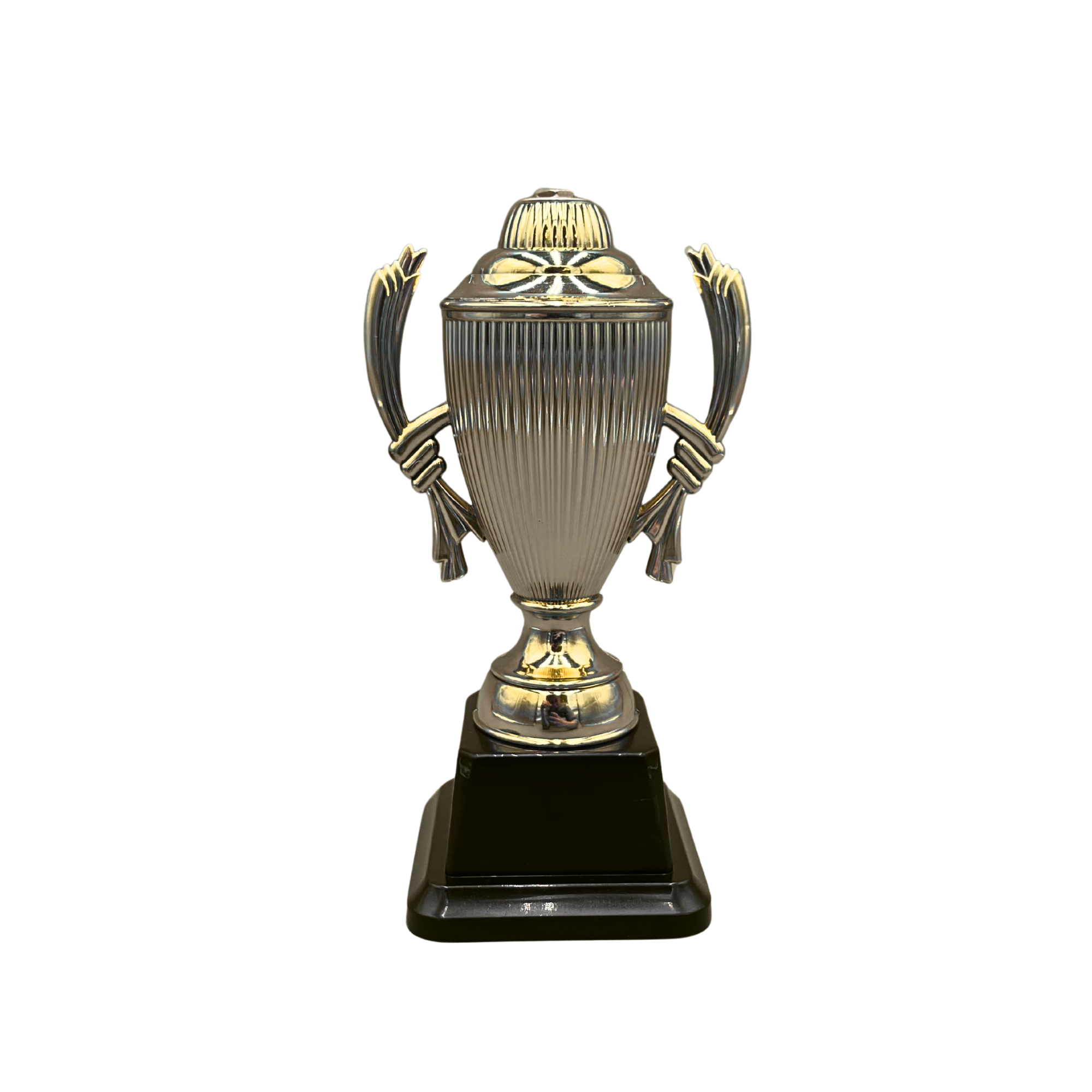 Gold Trophy Cup with Scalloping on Black Base in 3 Sizes