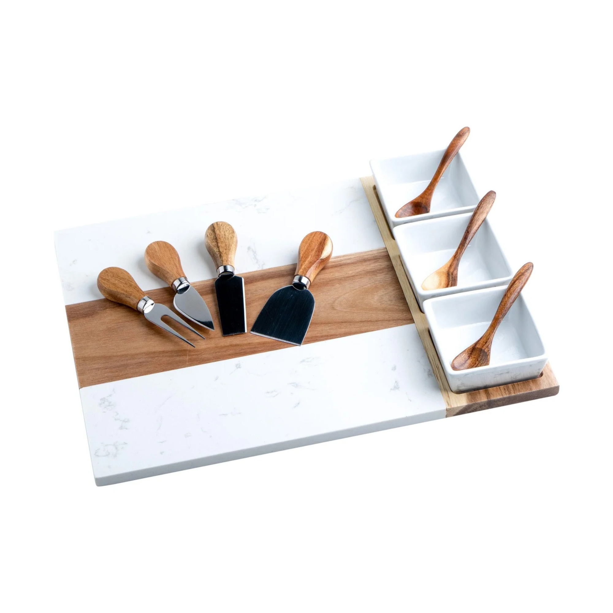 Acacia & Marble Charcuterie Board - 11 Piece Set