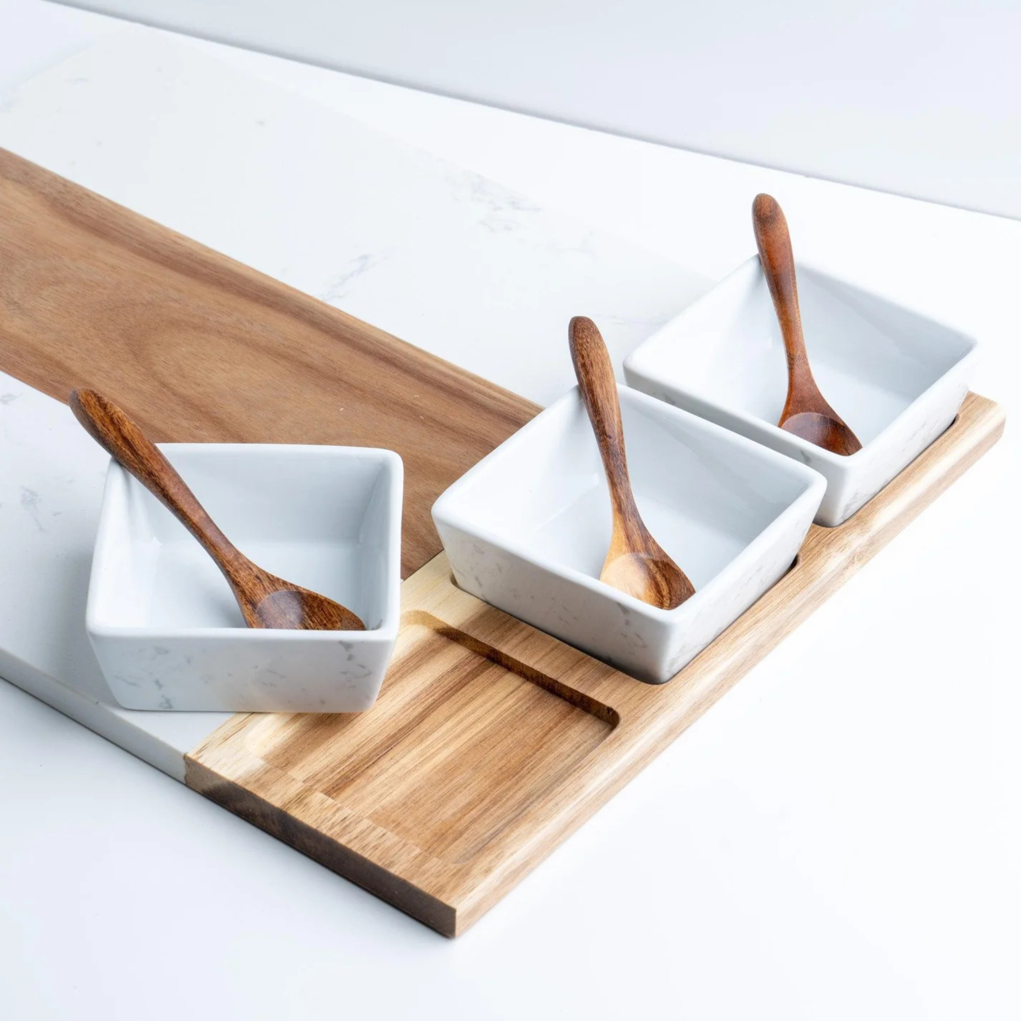 Acacia & Marble Charcuterie Board - 11 Piece Set