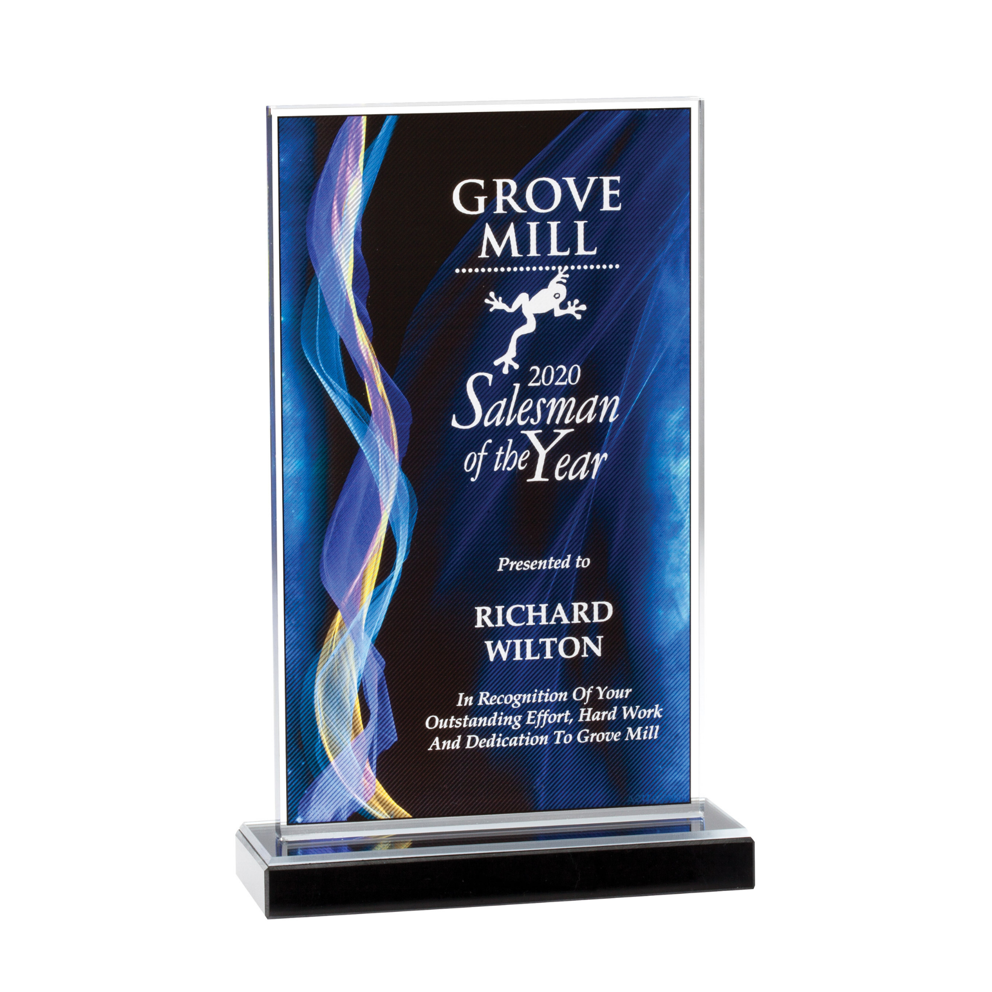 BLUE ILLUSION Award on Mirror and Black Marble Base