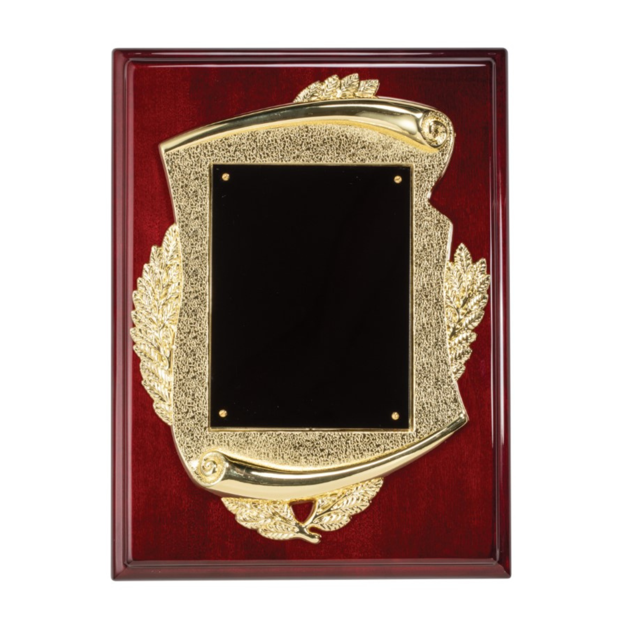 Rosewood High Gloss Plaque with Antique Gold Scroll Frame