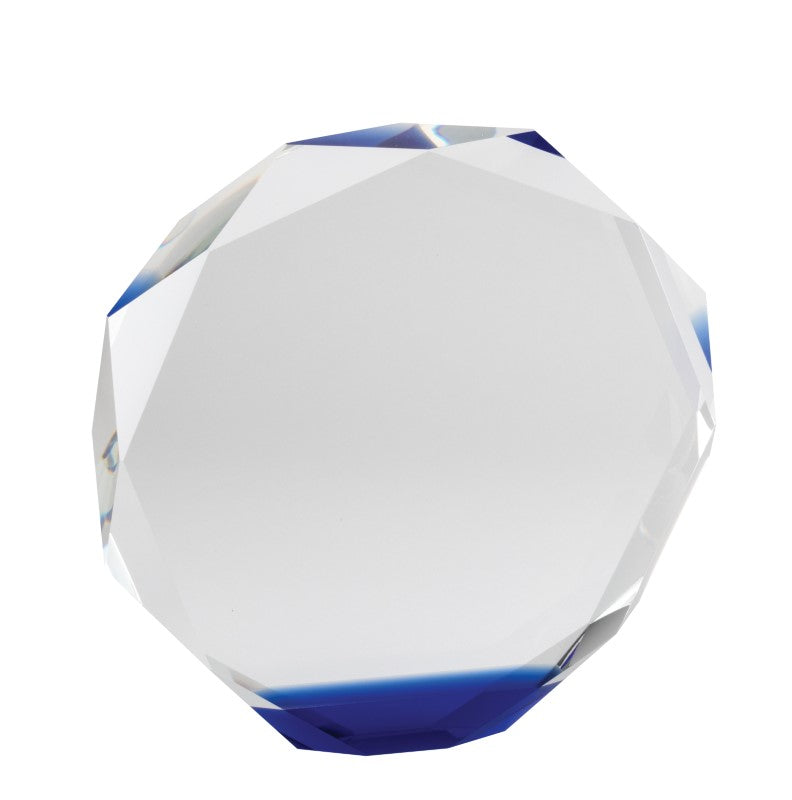 Crystal Octagon Award with Blue Base