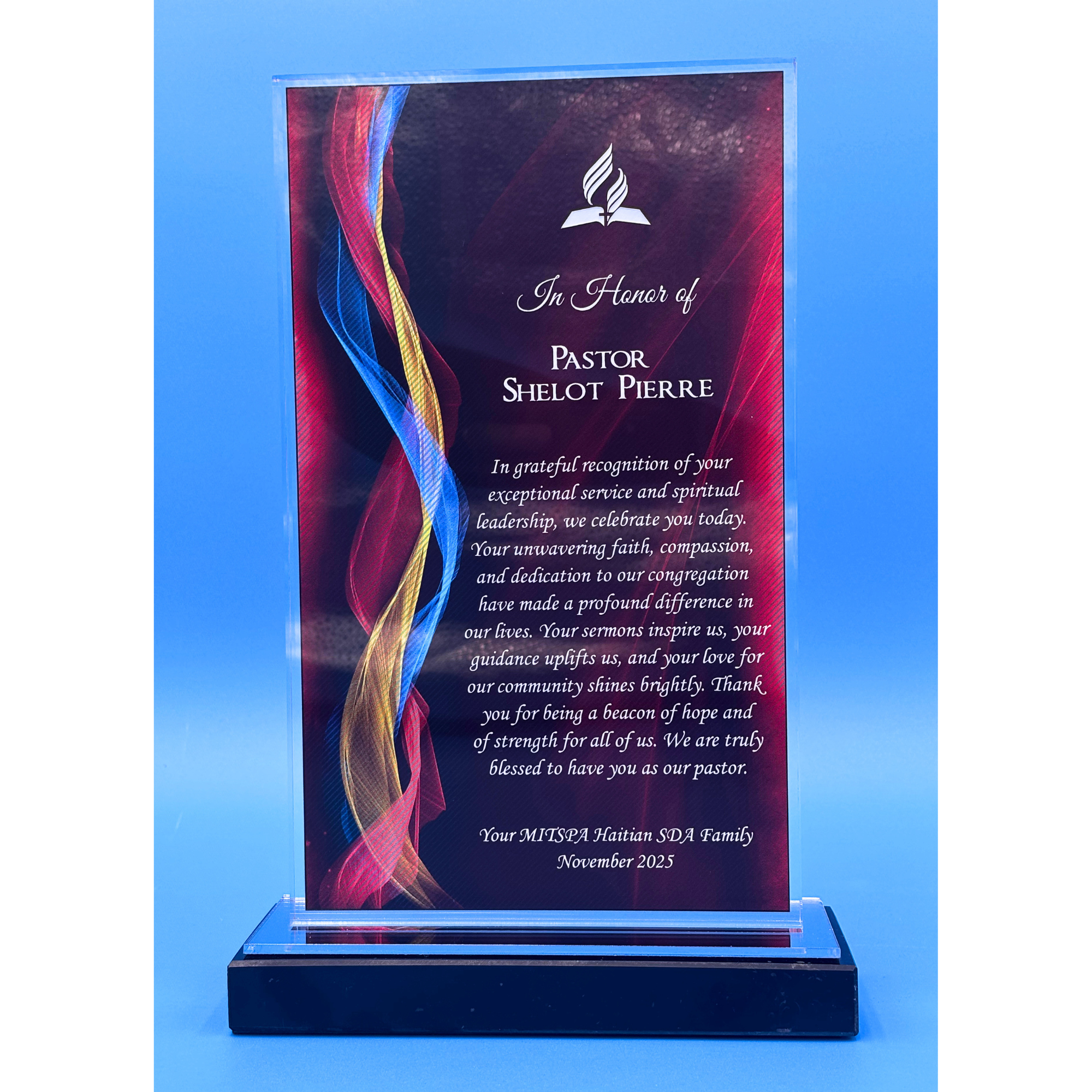 RED ILLUSION Award on Mirror and Black Marble Base