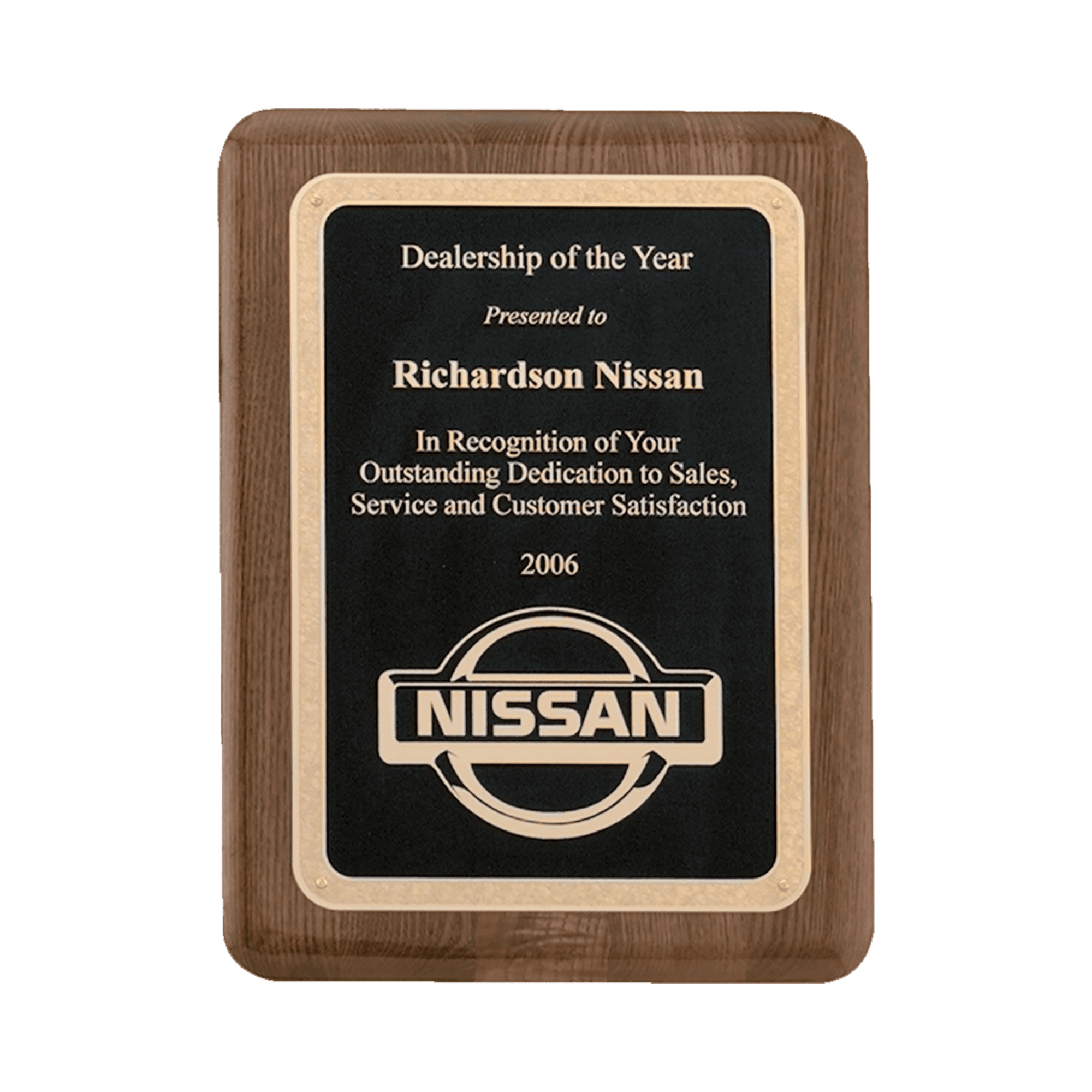 Walnut Piano Finish Plaque with Gold Florentine Border
