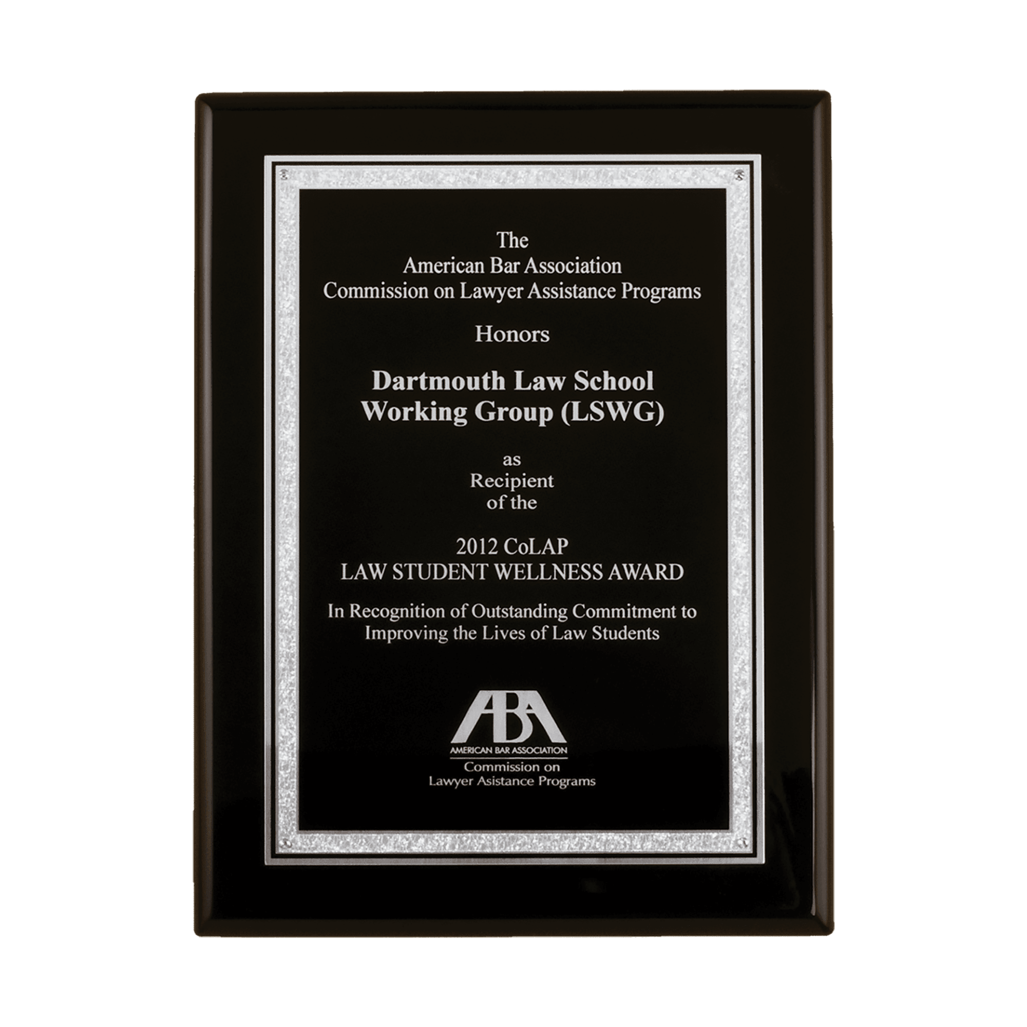 Black Piano Finish Plaque with Black & Silver Florentine Plate