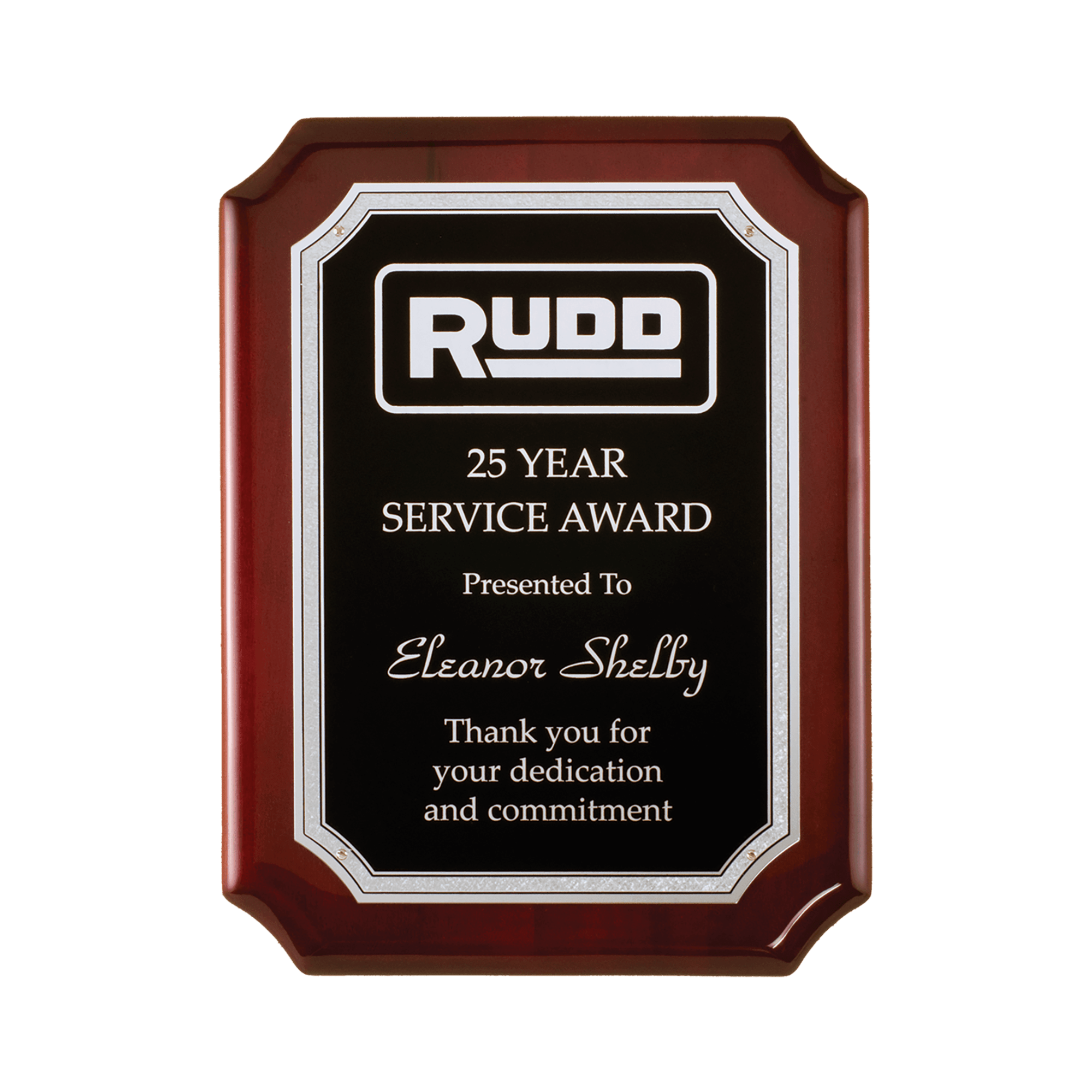 Rosewood High Gloss Plaque with Silver Florentine Border