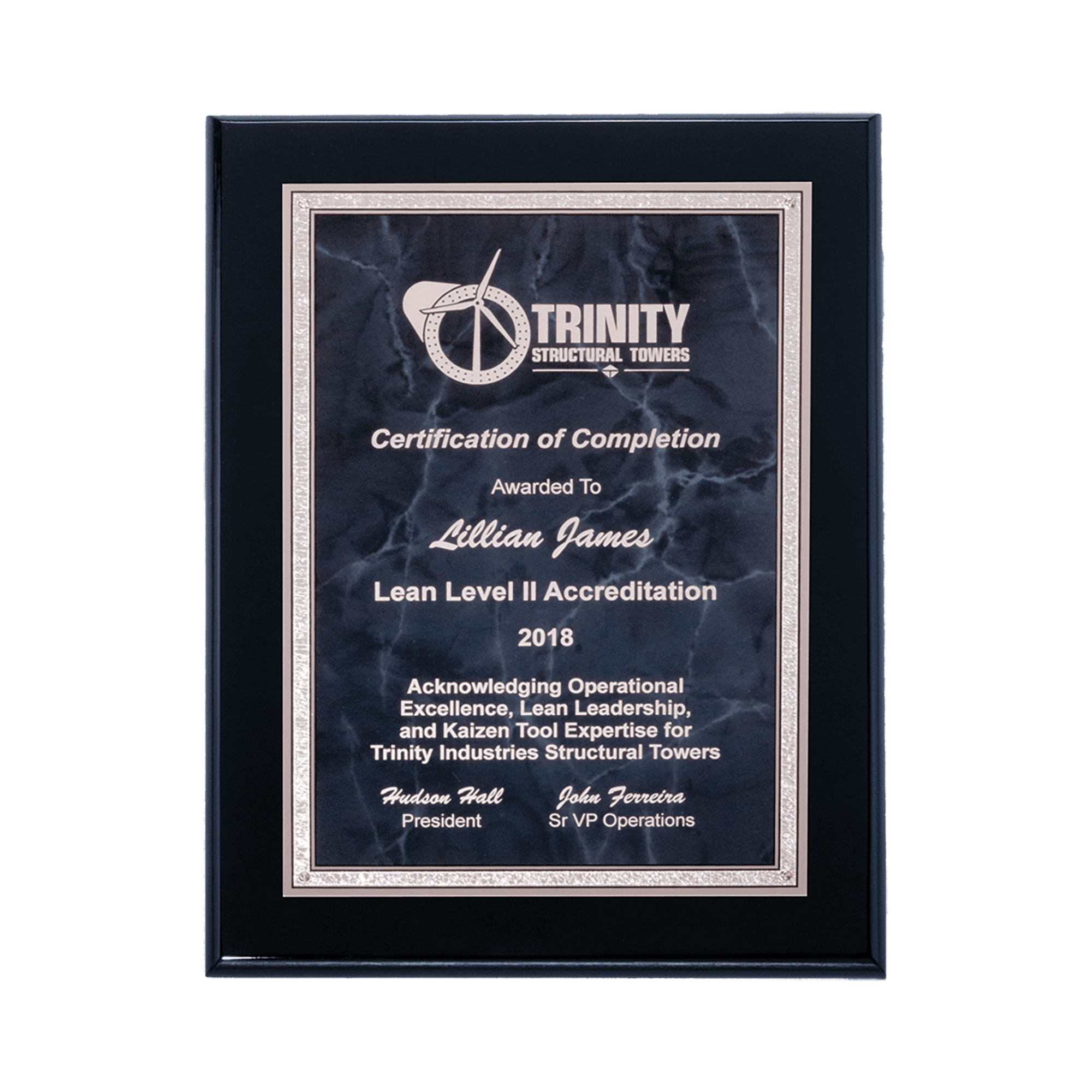 Black High Gloss Plaque with Gray Marble & Silver Florentine Plate