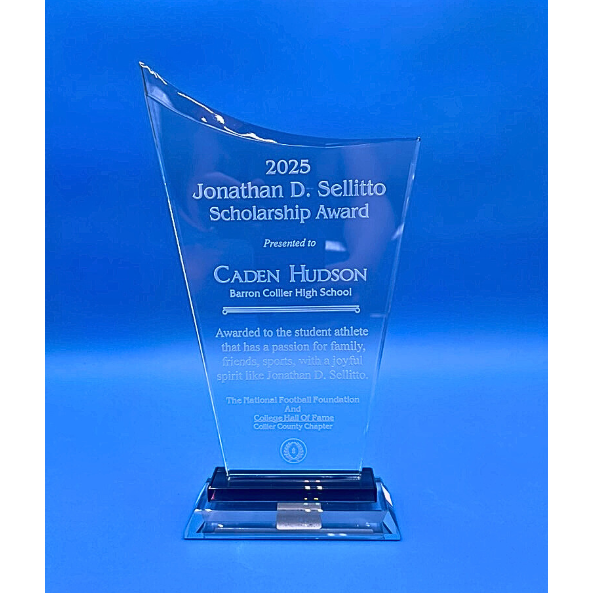 Contemporary Clear Glass Award with Pedestal Base
