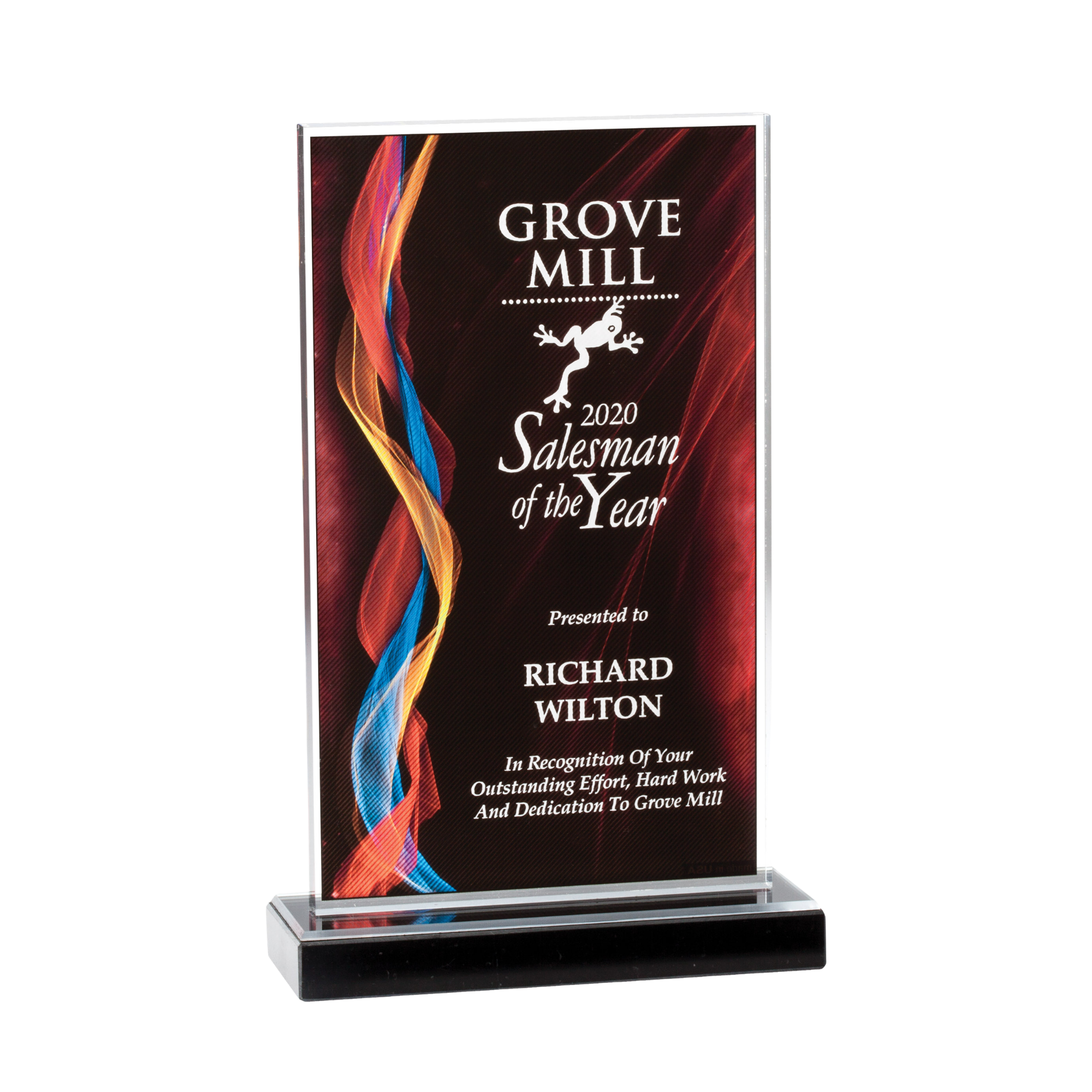 RED ILLUSION Award on Mirror and Black Marble Base