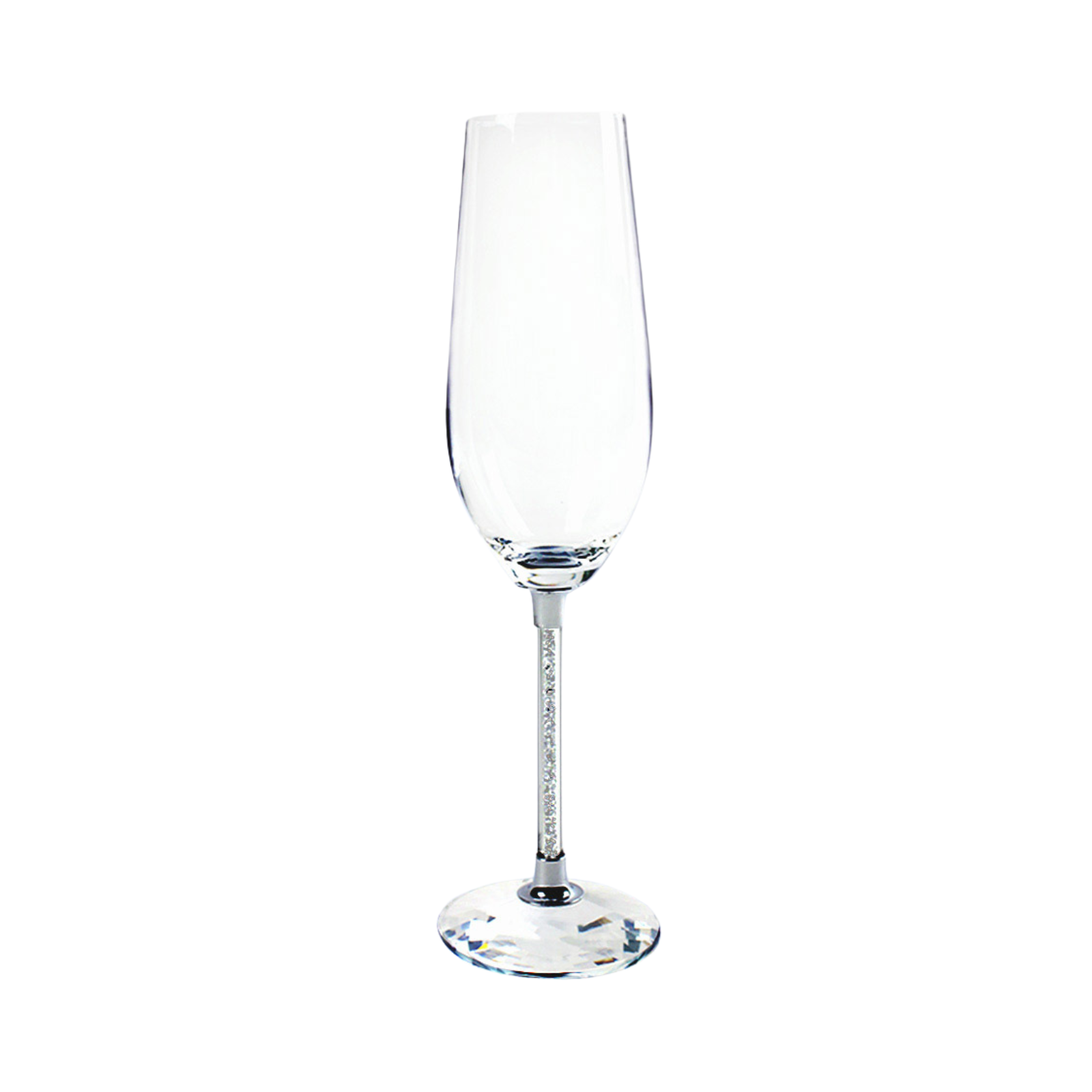 Hand Blown Crystal Champagne Glasses with Silver or Gold Filled Stem