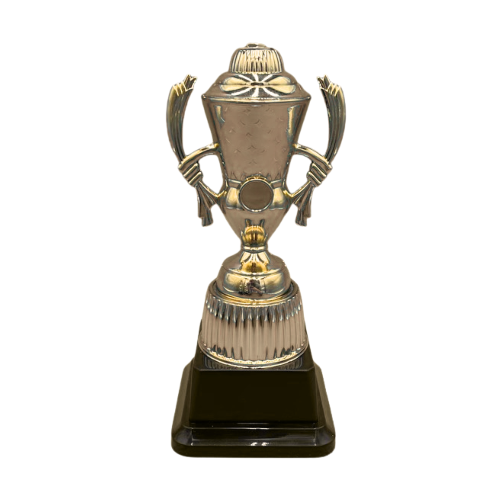 Gold Trophy Cup with Diamond Pattern on Black Base in 3 Sizes