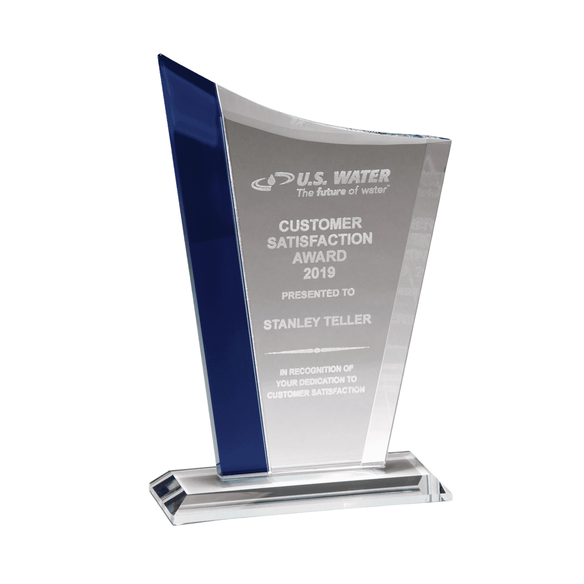 Zenith Series Glass Award with Blue Highlights